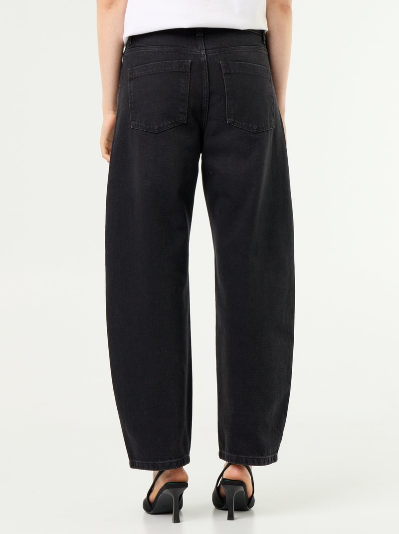 Pantalon en denim forme large barrel Noir - Kiabi