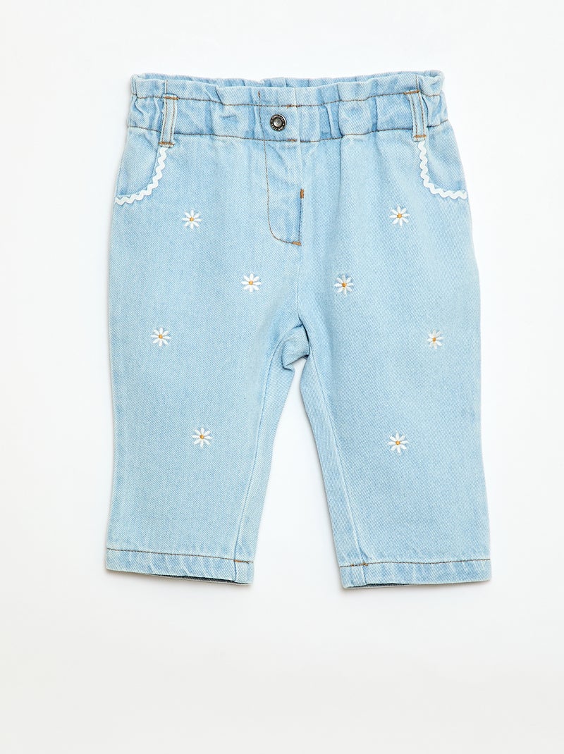 Pantalon en denim forme paperbag Bleu - Kiabi