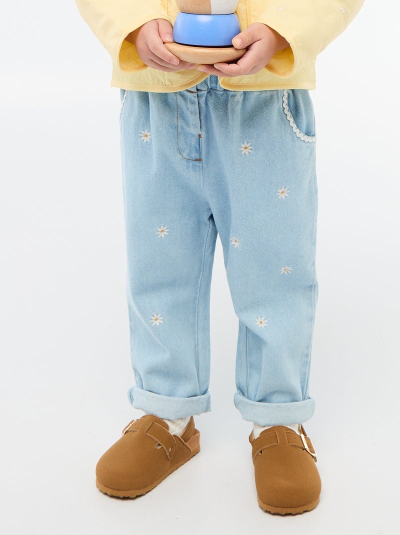 Pantalon en denim forme paperbag Bleu - Kiabi