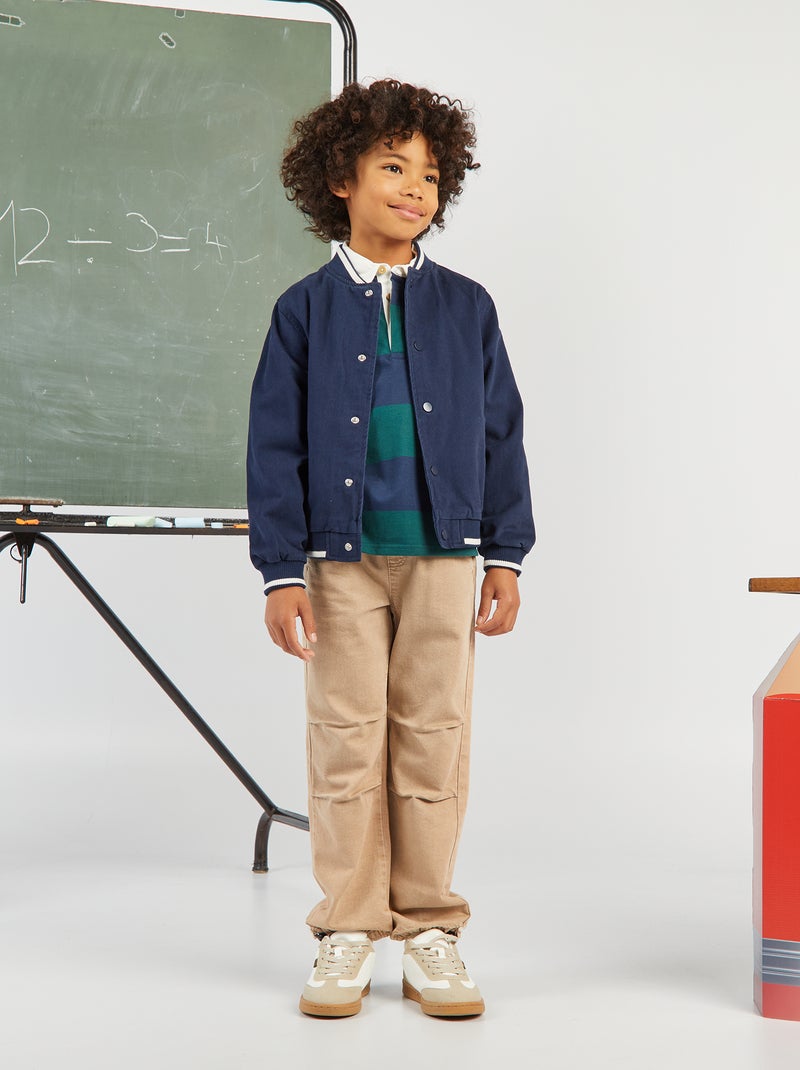 Pantalon en denim plis d'aisance genoux beige - Kiabi