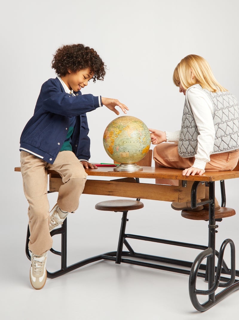 Pantalon en denim plis d'aisance genoux beige - Kiabi