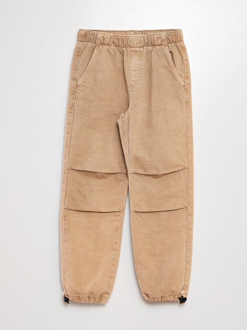 Pantalon en denim plis d'aisance genoux beige - Kiabi