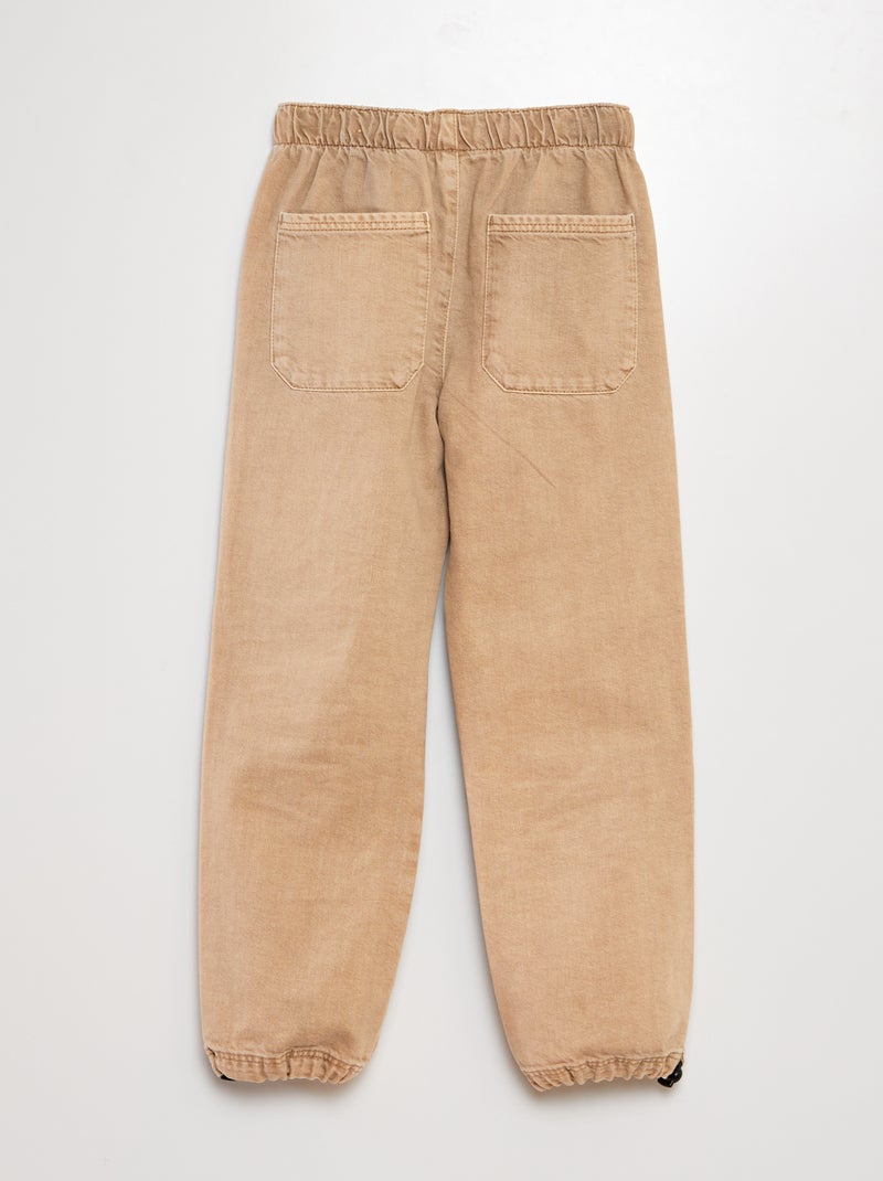 Pantalon en denim plis d'aisance genoux beige - Kiabi