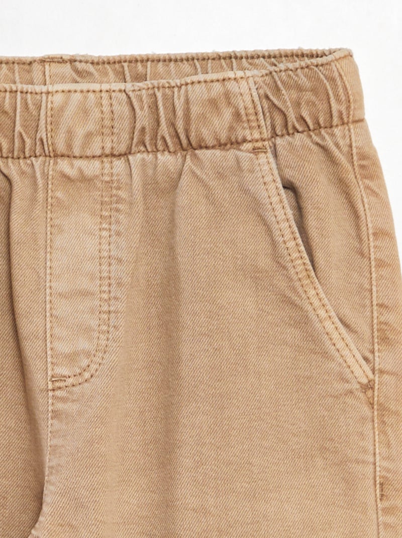 Pantalon en denim plis d'aisance genoux beige - Kiabi
