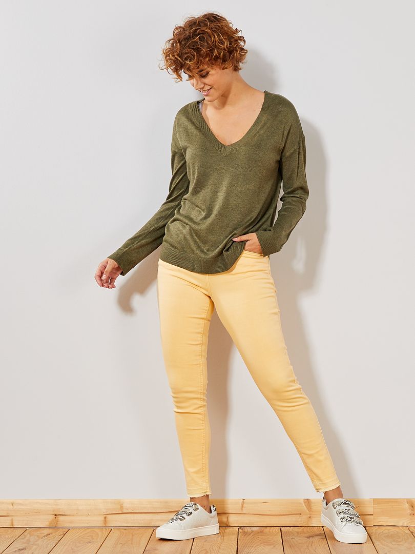Pantalon en denim skinny jaune or - Kiabi