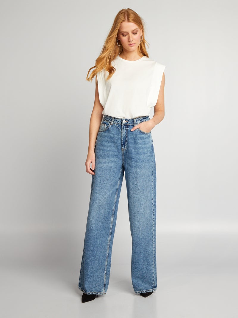 Pantalon en denim wide leg Bleu - Kiabi