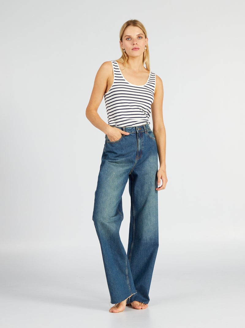 Pantalon en denim wide leg Dirty stone - Kiabi