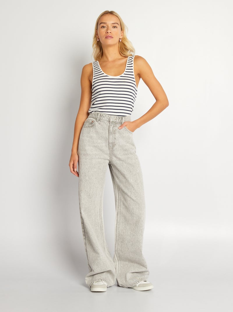 Pantalon en denim wide leg Gris - Kiabi