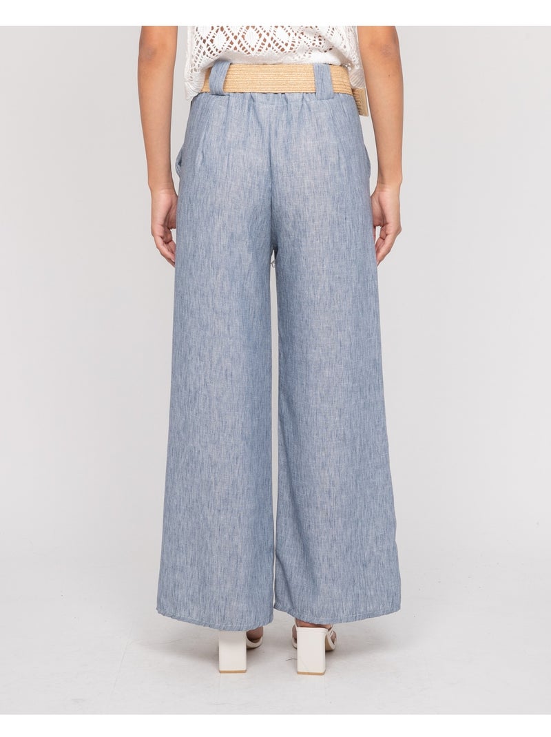 Pantalon en ELOUVE-riem Blauw - Kiabi