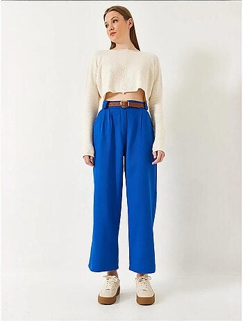 Pantalon en gabardine épaisse à ceinture lucci