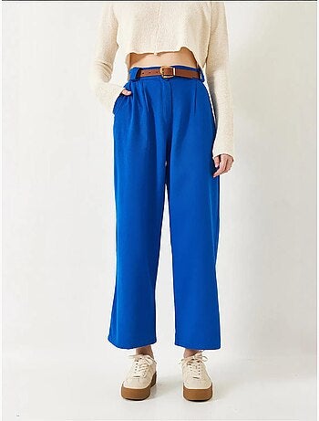 Pantalon en gabardine épaisse à ceinture lucci