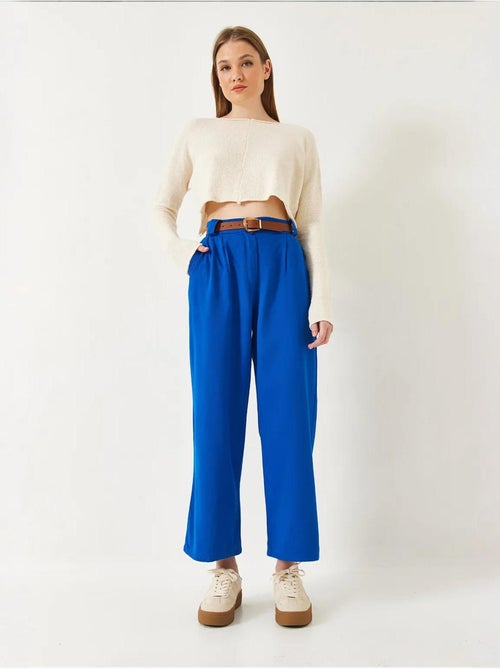 Pantalon en gabardine épaisse à ceinture lucci - Kiabi Pantalon en gabardine épaisse à ceinture lucci - Kiabi