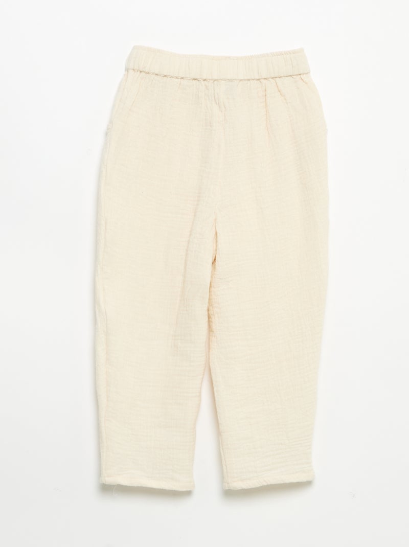Pantalon en gaze de coton Blanc - Kiabi