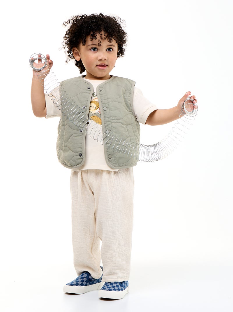 Pantalon en gaze de coton Blanc - Kiabi