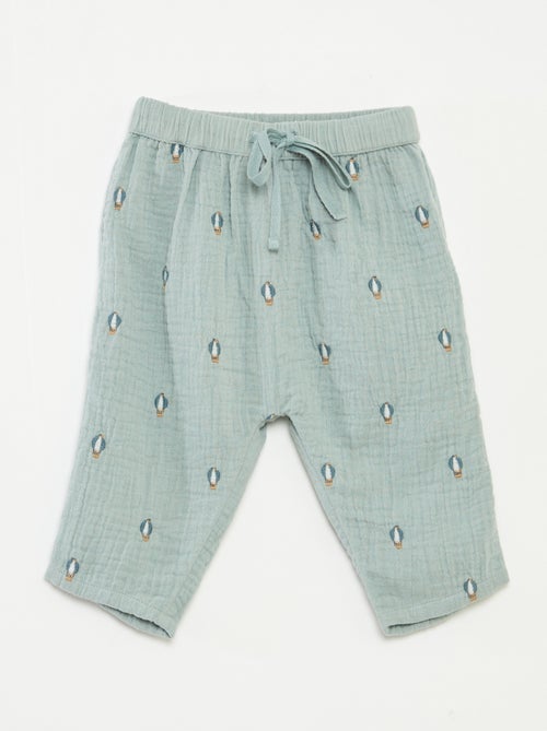 Pantalon en gaze de coton - Kiabi