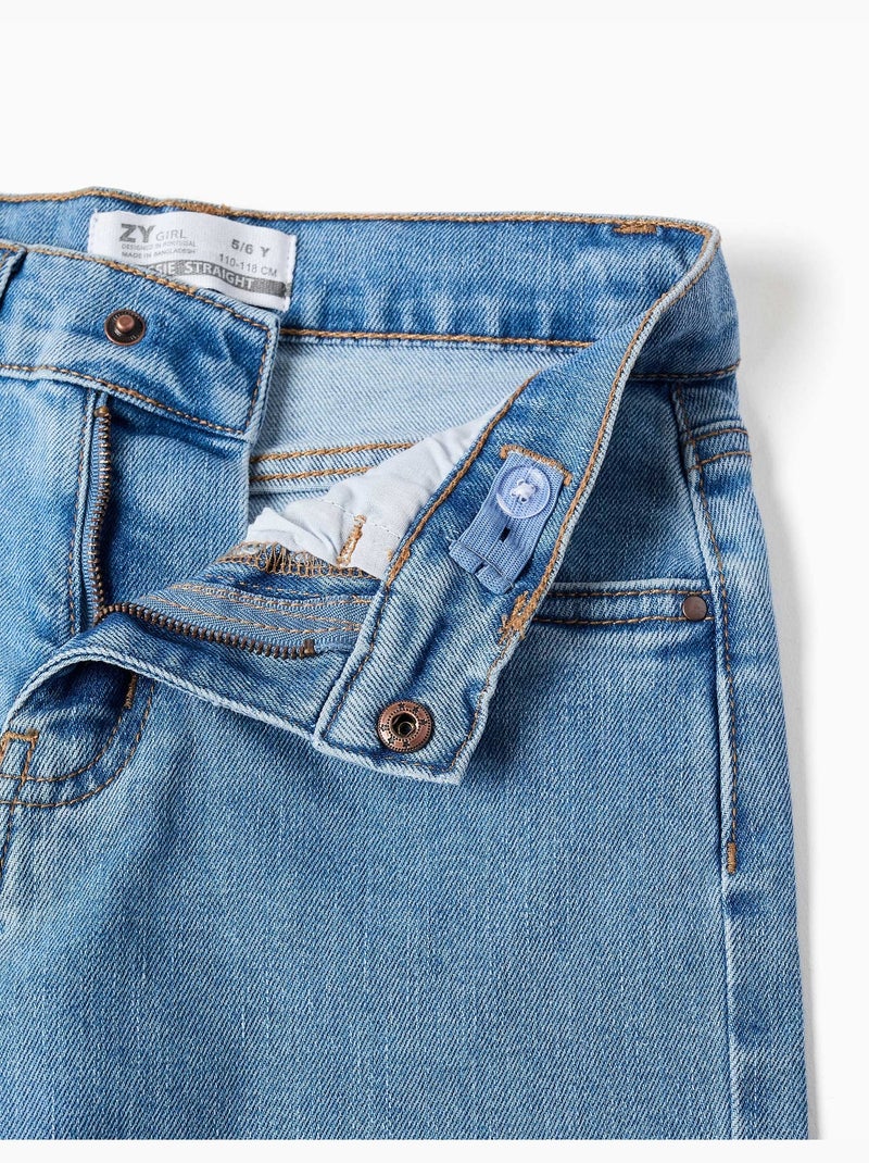 Pantalon en jean à coupe droite avec 5 poches Bleu Bleu - Kiabi