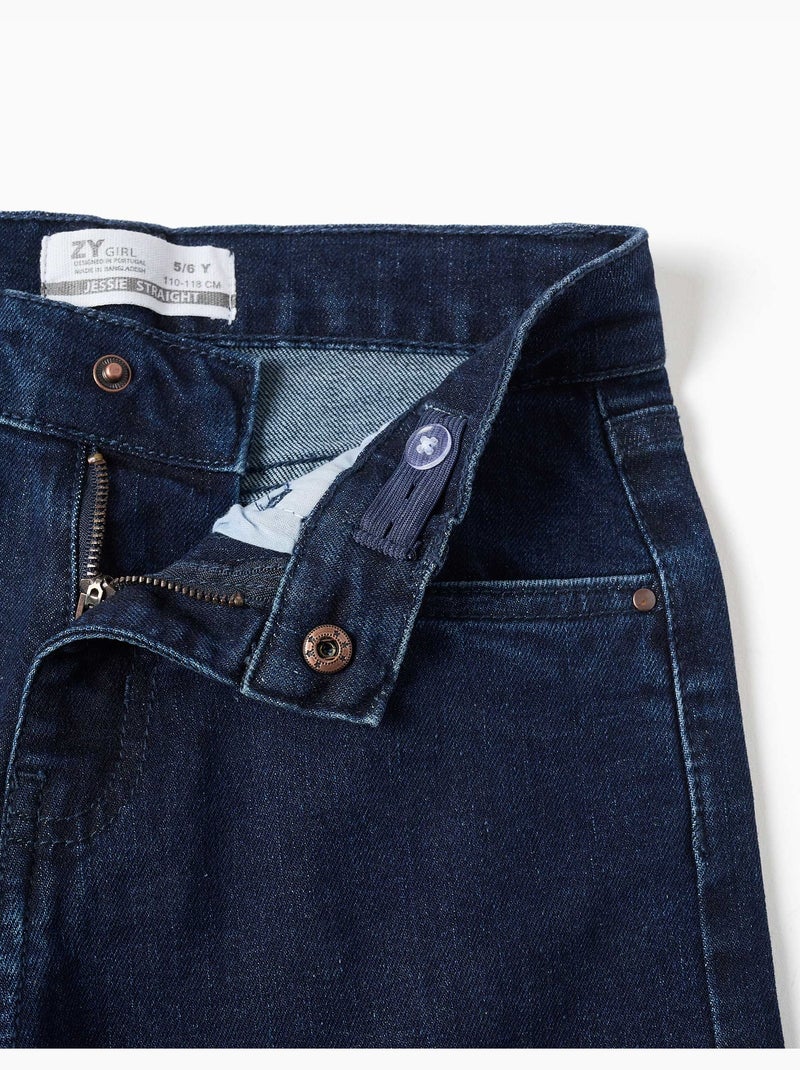 Pantalon en jean à coupe droite avec 5 poches Bleu foncé - Kiabi