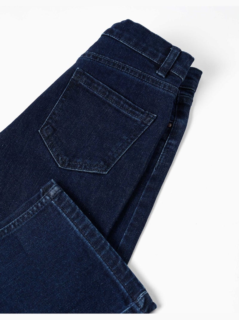 Pantalon en jean à coupe droite avec 5 poches Bleu foncé - Kiabi
