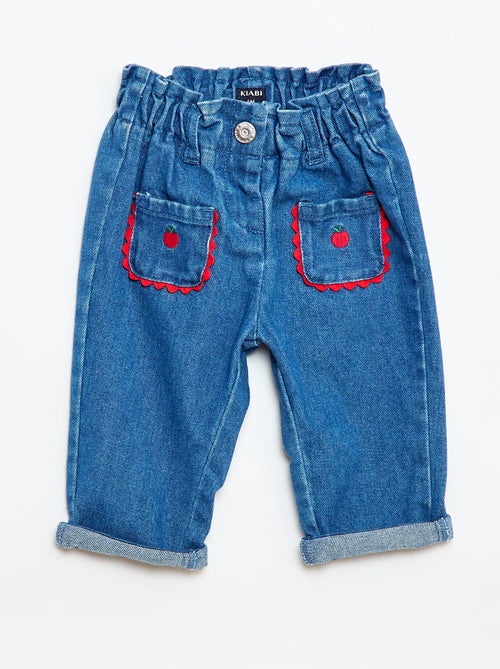 Pantalon en jean à poches fantaisies - Kiabi