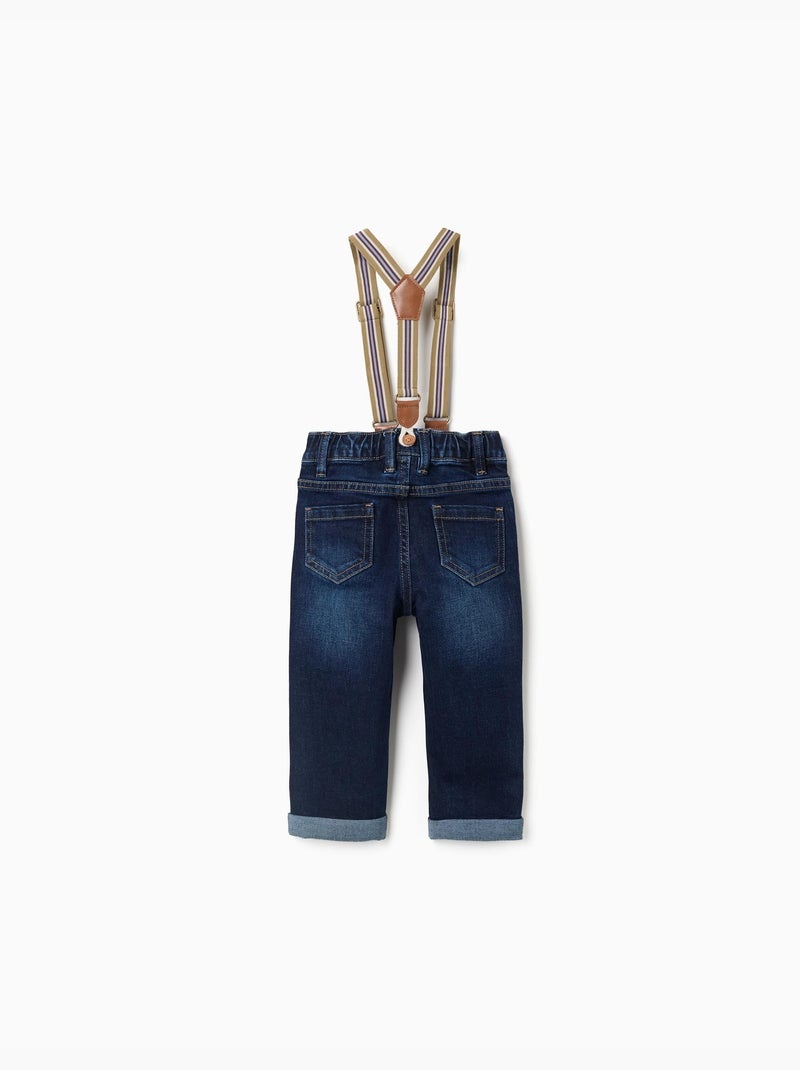 Pantalon en jean avec bretelles amovibles Bleu foncé - Kiabi