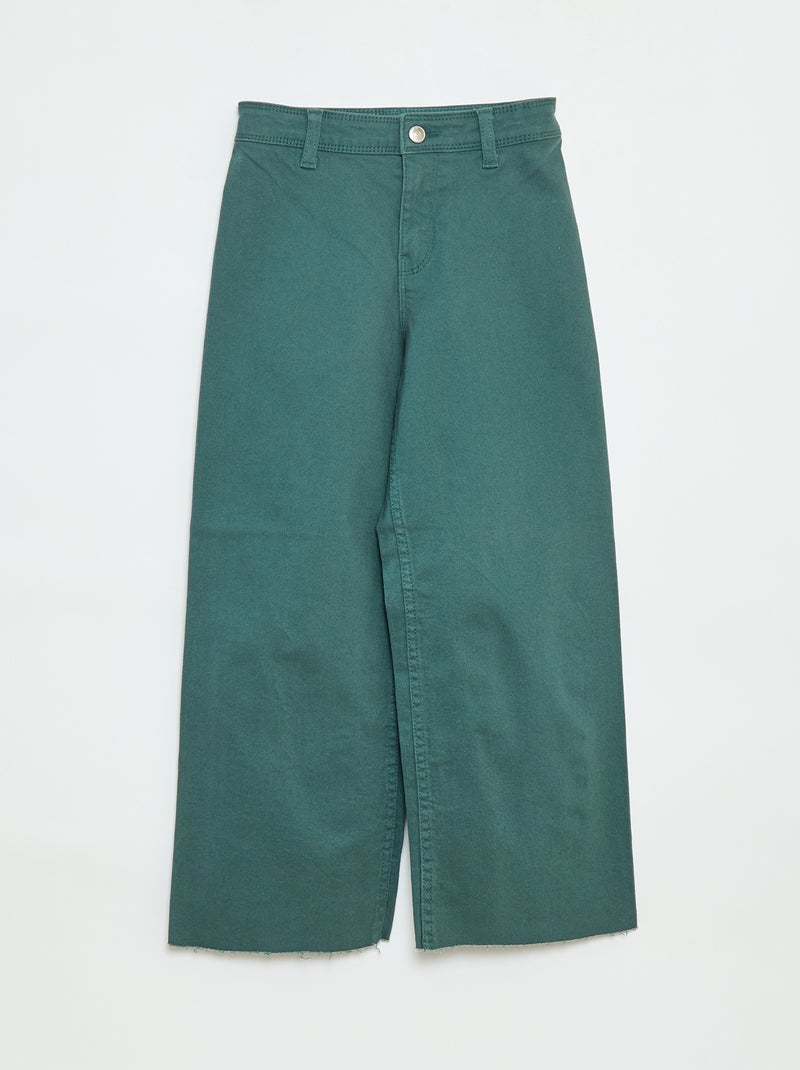 Pantalon en jean coupe large / wide leg Vert - Kiabi