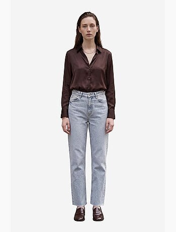 Pantalon en jean droit taille haute longueur cheville avec poches my fashion