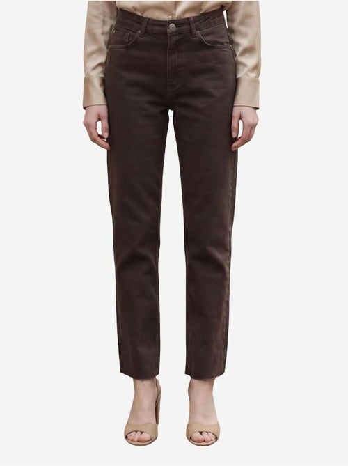 Pantalon en jean droit taille haute longueur cheville avec poches my fashion - Kiabi