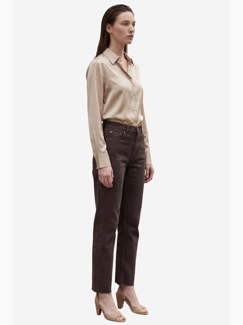 Pantalon en jean droit taille haute longueur cheville avec poches my fashion - Kiabi