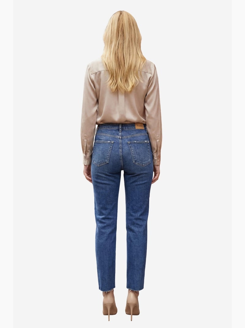 Pantalon en jean skinny taille haute avec fermeture éclair my fashion Bleu aqua - Kiabi