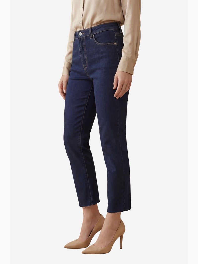 Pantalon en jean skinny taille haute avec fermeture éclair my fashion Bleu outremer - Kiabi
