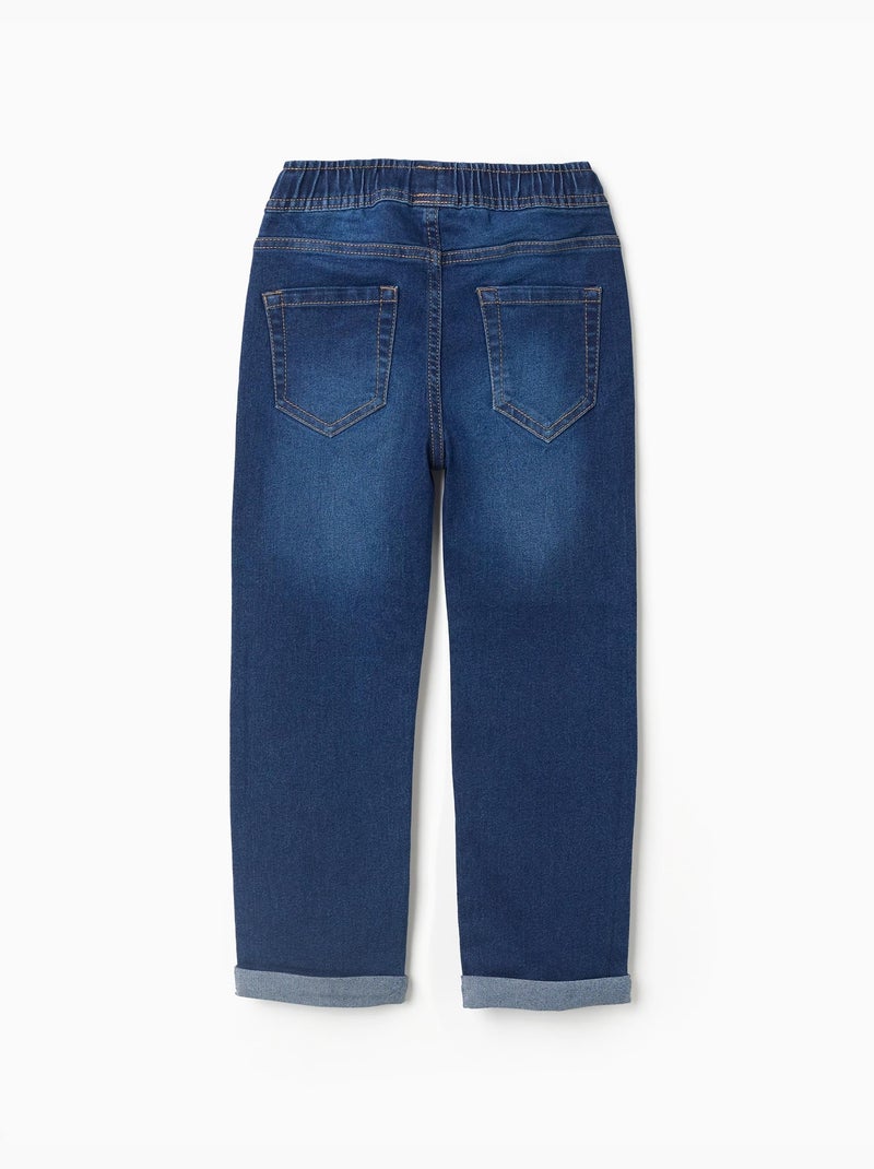 Pantalon en jean slim avec cordon de serrage Bleu foncé - Kiabi