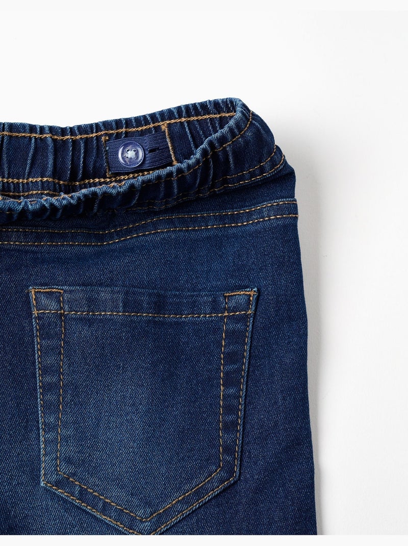 Pantalon en jean slim avec cordon de serrage Bleu foncé - Kiabi