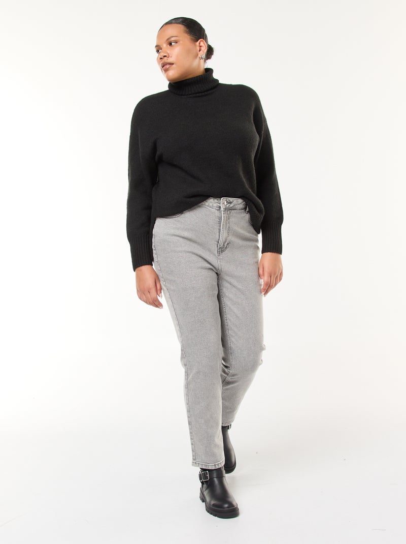 Pantalon en jean stretch straight Gris - Kiabi