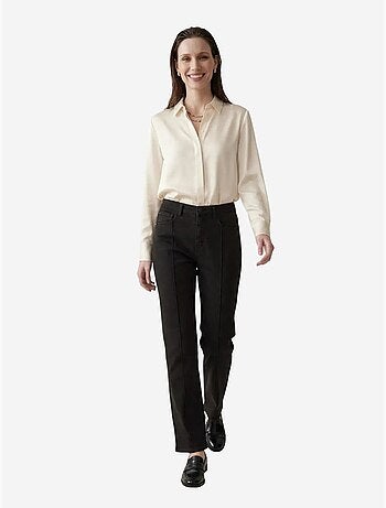 Pantalon en jean taille haute à jambes droites et poches my fashion