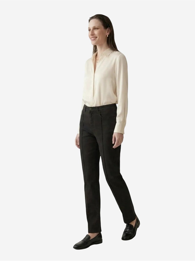 Pantalon en jean taille haute à jambes droites et poches my fashion Noir - Kiabi