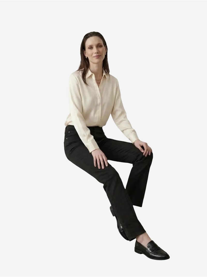 Pantalon en jean taille haute à jambes droites et poches my fashion Noir - Kiabi
