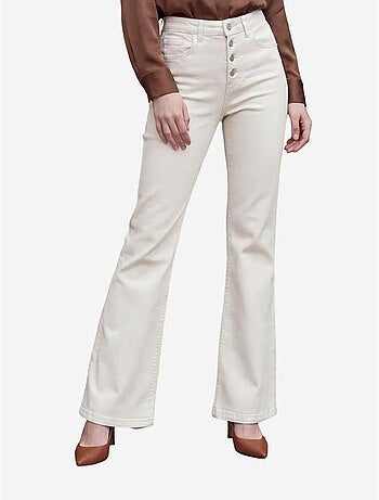 Pantalon en jean taille haute à jambes évasées avec poches my fashion