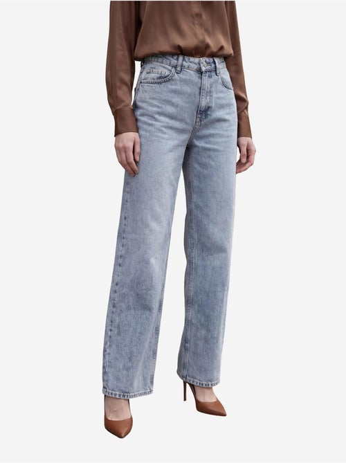 Pantalon en jean taille haute à jambes larges avec poches my fashion - Kiabi Pantalon en jean taille haute à jambes larges avec poches my fashion - Kiabi
