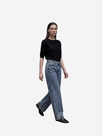 Pantalon en jean taille haute à jambes larges avec poches my fashion
