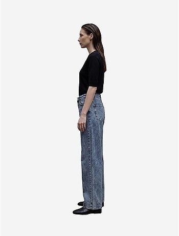 Pantalon en jean taille haute à jambes larges avec poches my fashion