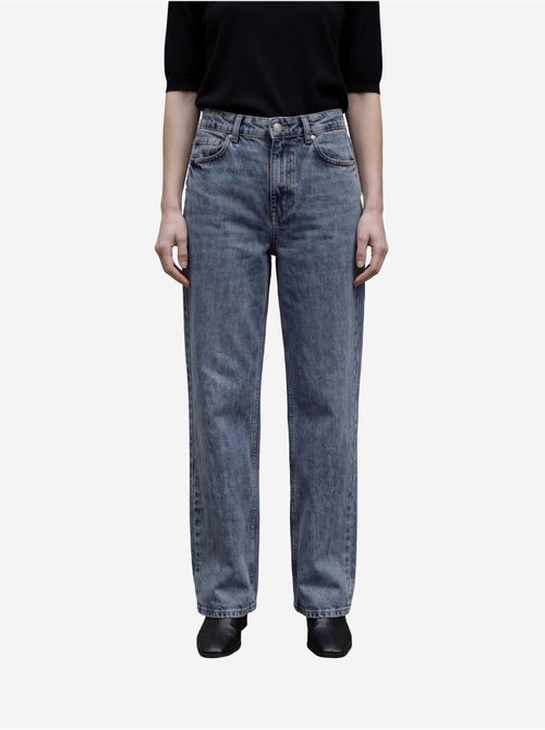 Pantalon en jean taille haute à jambes larges avec poches my fashion - Kiabi Pantalon en jean taille haute à jambes larges avec poches my fashion - Kiabi