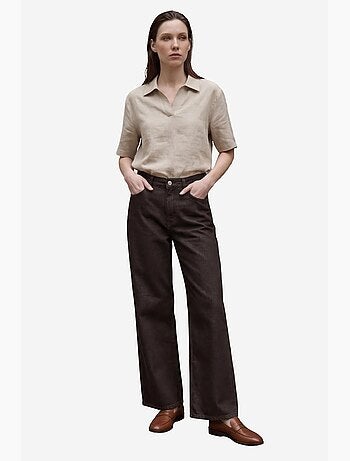Pantalon en jean taille haute à jambes larges avec poches my fashion