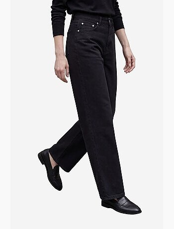 Pantalon en jean taille haute à jambes larges avec poches my fashion