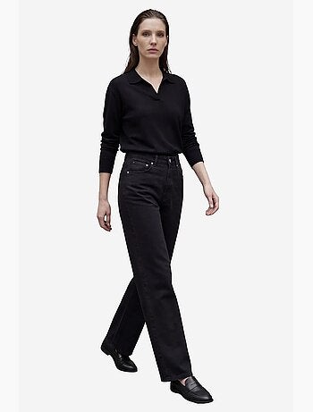 Pantalon en jean taille haute à jambes larges avec poches my fashion