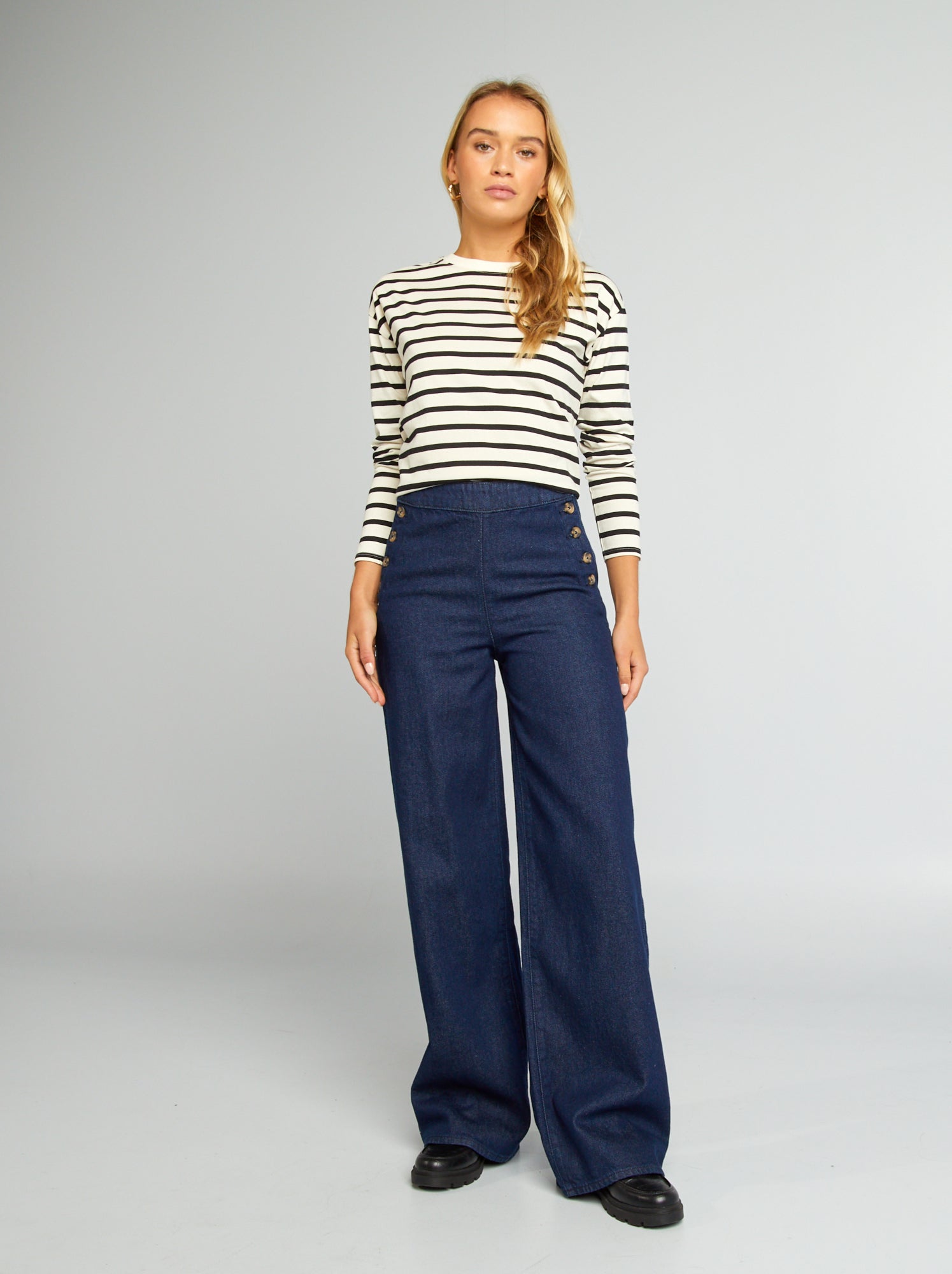 Pantalon bleu marine taille haute