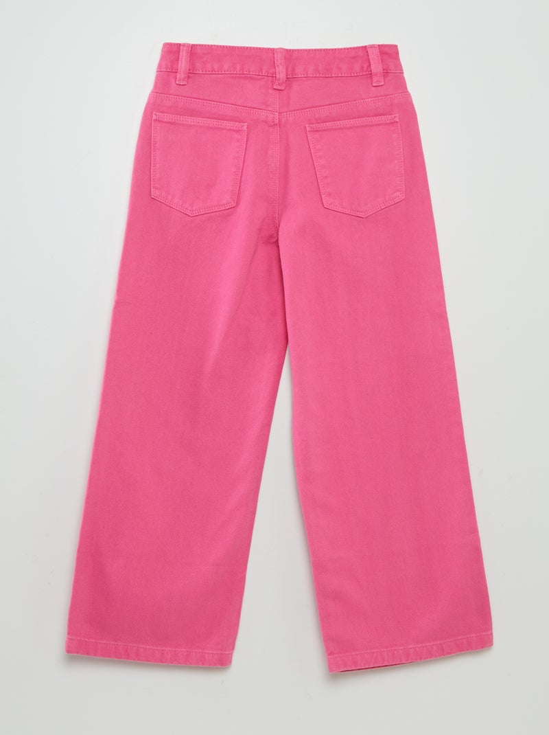 Pantalon en jean taille haute wide leg Rose - Kiabi