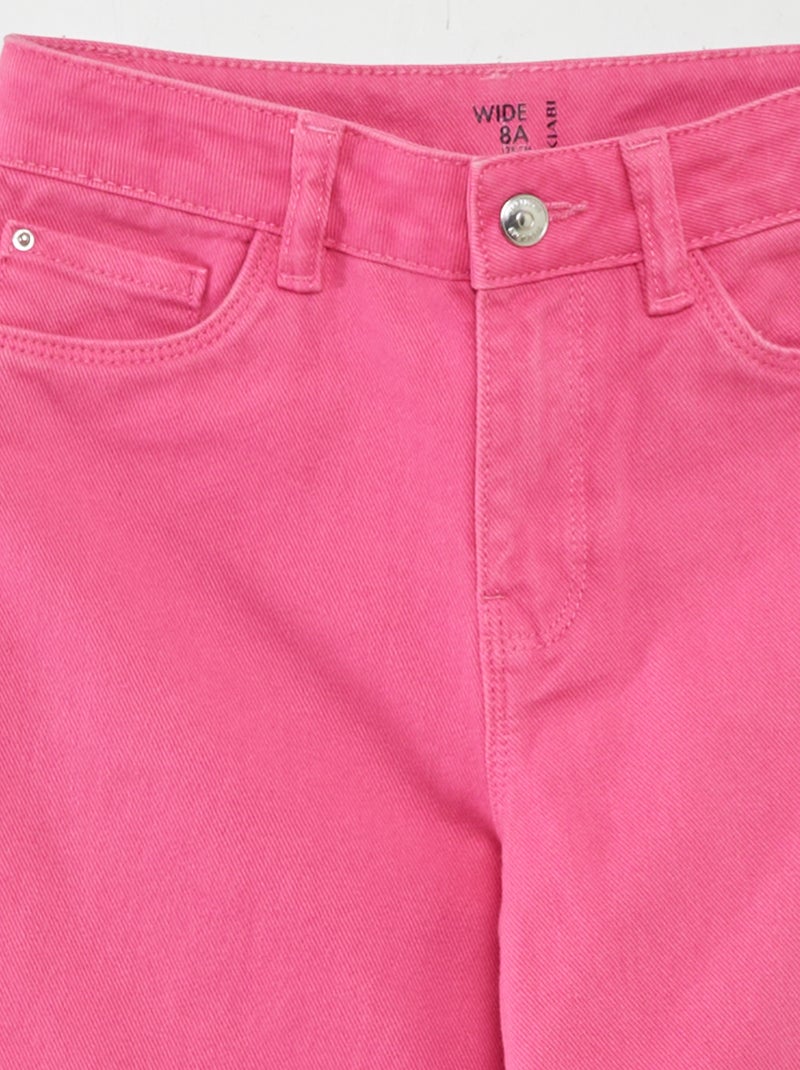 Pantalon en jean taille haute wide leg Rose - Kiabi
