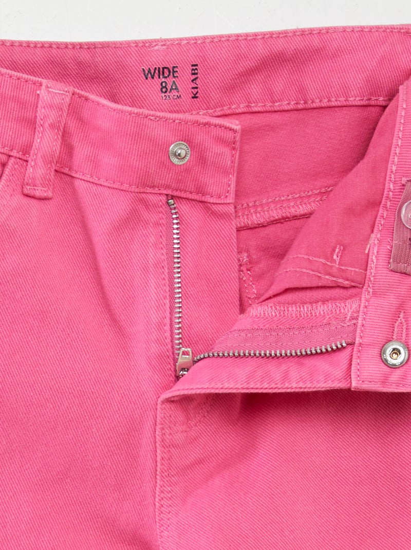 Pantalon en jean taille haute wide leg Rose - Kiabi