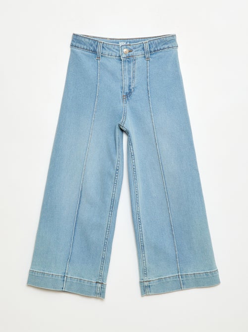 Pantalon en jean wide leg cropped - Kiabi