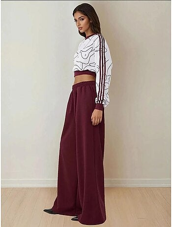 Pantalon en jersey à jambe large avec taille élastique hiccup